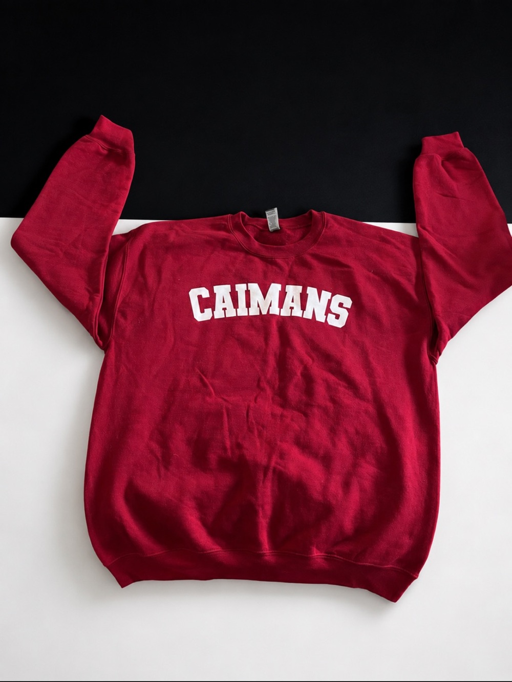 CAIMANS Red Crewneck Sweatshirt Large Collegiate Oversized Streetwear